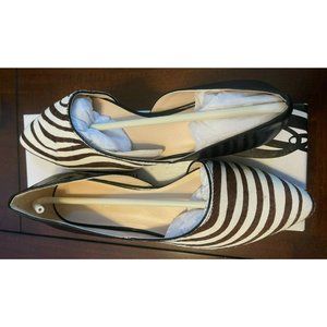 Nine West Brown Zebra and Black Cow Fur flats